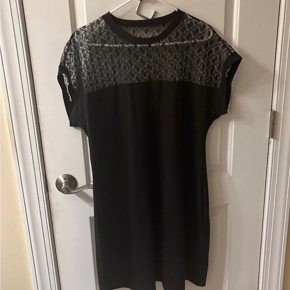 SHEIN - black short dress with mesh sleeves and collarbone - Picture 1 of 4